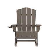 Newport Adirondack Rocking Chair with Cup Holder, Weather Resistant HDPE Adirondack Rocking Chair in Brown, LE-HMP-1044-31-BR-GG