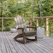 Newport Adirondack Rocking Chair with Cup Holder, Weather Resistant HDPE Adirondack Rocking Chair in Brown, LE-HMP-1044-31-BR-GG