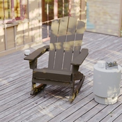 Newport Adirondack Rocking Chair with Cup Holder, Weather Resistant HDPE Adirondack Rocking Chair in Brown, LE-HMP-1044-31-BR-GG