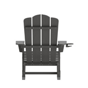 Newport Adirondack Rocking Chair with Cup Holder, Weather Resistant HDPE Adirondack Rocking Chair in Gray, LE-HMP-1044-31-GY-GG