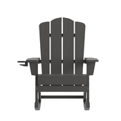 Newport Adirondack Rocking Chair with Cup Holder, Weather Resistant HDPE Adirondack Rocking Chair in Gray, LE-HMP-1044-31-GY-GG
