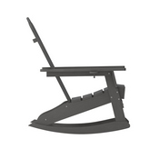 Newport Adirondack Rocking Chair with Cup Holder, Weather Resistant HDPE Adirondack Rocking Chair in Gray, LE-HMP-1044-31-GY-GG
