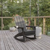 Newport Adirondack Rocking Chair with Cup Holder, Weather Resistant HDPE Adirondack Rocking Chair in Gray, LE-HMP-1044-31-GY-GG