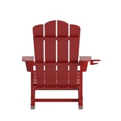 Newport Adirondack Rocking Chair with Cup Holder, Weather Resistant HDPE Adirondack Rocking Chair in Red, LE-HMP-1044-31-RD-GG