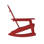 Newport Adirondack Rocking Chair with Cup Holder, Weather Resistant HDPE Adirondack Rocking Chair in Red, LE-HMP-1044-31-RD-GG