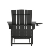 Halifax HDPE Adirondack Chair with Cup Holder and Pull Out Ottoman, All-Weather HDPE Indoor/Outdoor Lounge Chair in Black, LE-HMP-1045-110-BK-GG