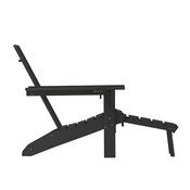 Halifax HDPE Adirondack Chair with Cup Holder and Pull Out Ottoman, All-Weather HDPE Indoor/Outdoor Lounge Chair in Black, LE-HMP-1045-110-BK-GG