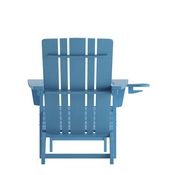 Halifax HDPE Adirondack Chair with Cup Holder and Pull Out Ottoman, All-Weather HDPE Indoor/Outdoor Lounge Chair in Blue, LE-HMP-1045-110-BL-GG