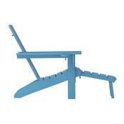 Halifax HDPE Adirondack Chair with Cup Holder and Pull Out Ottoman, All-Weather HDPE Indoor/Outdoor Lounge Chair in Blue, LE-HMP-1045-110-BL-GG