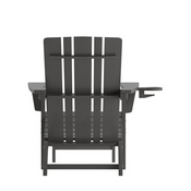Halifax HDPE Adirondack Chair with Cup Holder and Pull Out Ottoman, All-Weather HDPE Indoor/Outdoor Lounge Chair in Gray, LE-HMP-1045-110-GY-GG