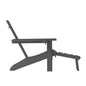 Halifax HDPE Adirondack Chair with Cup Holder and Pull Out Ottoman, All-Weather HDPE Indoor/Outdoor Lounge Chair in Gray, LE-HMP-1045-110-GY-GG