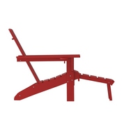 Halifax HDPE Adirondack Chair with Cup Holder and Pull Out Ottoman, All-Weather HDPE Indoor/Outdoor Lounge Chair in Red, LE-HMP-1045-110-RD-GG