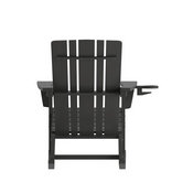 Halifax Adirondack Rocking Chair with Cup Holder, Weather Resistant HDPE Adirondack Rocking Chair in Black, LE-HMP-1045-31-BK-GG