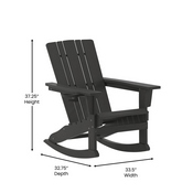 Halifax Adirondack Rocking Chair with Cup Holder, Weather Resistant HDPE Adirondack Rocking Chair in Black, LE-HMP-1045-31-BK-GG