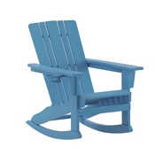 Halifax Adirondack Rocking Chair with Cup Holder, Weather Resistant HDPE Adirondack Rocking Chair in Blue, LE-HMP-1045-31-BL-GG