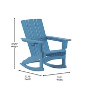 Halifax Adirondack Rocking Chair with Cup Holder, Weather Resistant HDPE Adirondack Rocking Chair in Blue, LE-HMP-1045-31-BL-GG
