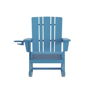 Halifax Adirondack Rocking Chair with Cup Holder, Weather Resistant HDPE Adirondack Rocking Chair in Blue, LE-HMP-1045-31-BL-GG