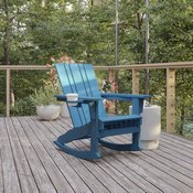 Halifax Adirondack Rocking Chair with Cup Holder, Weather Resistant HDPE Adirondack Rocking Chair in Blue, LE-HMP-1045-31-BL-GG