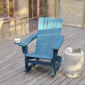 Halifax Adirondack Rocking Chair with Cup Holder, Weather Resistant HDPE Adirondack Rocking Chair in Blue, LE-HMP-1045-31-BL-GG
