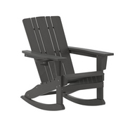 Halifax Adirondack Rocking Chair with Cup Holder, Weather Resistant HDPE Adirondack Rocking Chair in Gray, LE-HMP-1045-31-GY-GG