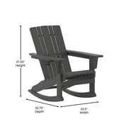Halifax Adirondack Rocking Chair with Cup Holder, Weather Resistant HDPE Adirondack Rocking Chair in Gray, LE-HMP-1045-31-GY-GG