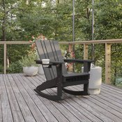 Halifax Adirondack Rocking Chair with Cup Holder, Weather Resistant HDPE Adirondack Rocking Chair in Gray, LE-HMP-1045-31-GY-GG