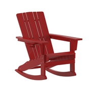 Halifax Adirondack Rocking Chair with Cup Holder, Weather Resistant HDPE Adirondack Rocking Chair in Red, LE-HMP-1045-31-RD-GG
