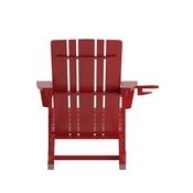 Halifax Adirondack Rocking Chair with Cup Holder, Weather Resistant HDPE Adirondack Rocking Chair in Red, LE-HMP-1045-31-RD-GG