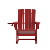 Halifax Adirondack Rocking Chair with Cup Holder, Weather Resistant HDPE Adirondack Rocking Chair in Red, LE-HMP-1045-31-RD-GG