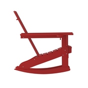 Halifax Adirondack Rocking Chair with Cup Holder, Weather Resistant HDPE Adirondack Rocking Chair in Red, LE-HMP-1045-31-RD-GG