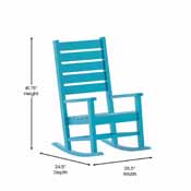 Manchester Commercial Grade 3-Piece Indoor/Outdoor Set with 2 Contemporary All-Weather HDPE Rocking Chairs and End Table in Blue, LE-HMP-2002-2-T1517H-BL-GG