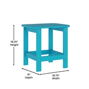 Manchester Commercial Grade 3-Piece Indoor/Outdoor Set with 2 Contemporary All-Weather HDPE Rocking Chairs and End Table in Blue, LE-HMP-2002-2-T1517H-BL-GG