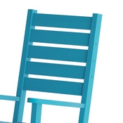 Manchester Commercial Grade 3-Piece Indoor/Outdoor Set with 2 Contemporary All-Weather HDPE Rocking Chairs and End Table in Blue, LE-HMP-2002-2-T1517H-BL-GG