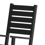 Manchester Commercial Grade 3-Piece Indoor/Outdoor Set with 2 Contemporary All-Weather HDPE Rocking Chairs and End Table in Black, LE-HMP-2002-2-T1620H-BK-GG