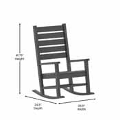Manchester Commercial Grade 3-Piece Indoor/Outdoor Set with 2 Contemporary All-Weather HDPE Rocking Chairs and End Table in Gray, LE-HMP-2002-2-T1620H-GY-GG