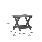 Manchester Commercial Grade 3-Piece Indoor/Outdoor Set with 2 Contemporary All-Weather HDPE Rocking Chairs and End Table in Gray, LE-HMP-2002-2-T1620H-GY-GG