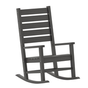 Manchester Commercial Grade 3-Piece Indoor/Outdoor Set with 2 Contemporary All-Weather HDPE Rocking Chairs and End Table in Gray, LE-HMP-2002-2-T1620H-GY-GG