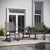 Manchester Commercial Grade 3-Piece Indoor/Outdoor Set with 2 Contemporary All-Weather HDPE Rocking Chairs and End Table in Gray, LE-HMP-2002-2-T1620H-GY-GG