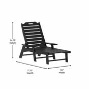 Monterey Commercial Grade 3-Piece Indoor/Outdoor Adirondack Set with 2 Adjustable HDPE Loungers with Cup Holders and Folding Side Table in Black, LE-HMP-2017-2-T1620H-BK-GG