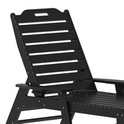 Monterey Commercial Grade 3-Piece Indoor/Outdoor Adirondack Set with 2 Adjustable HDPE Loungers with Cup Holders and Folding Side Table in Black, LE-HMP-2017-2-T1620H-BK-GG