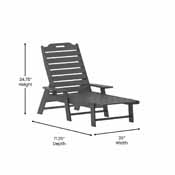 Monterey Commercial Grade 3-Piece Indoor/Outdoor Adirondack Set with 2 Adjustable HDPE Loungers with Cup Holders and Folding Side Table in Gray, LE-HMP-2017-2-T1620H-GY-GG