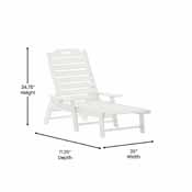 Monterey Commercial Grade 3-Piece Indoor/Outdoor Adirondack Set with 2 Adjustable HDPE Loungers with Cup Holders and Folding Side Table in White, LE-HMP-2017-2-T1620H-WT-GG