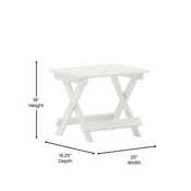 Monterey Commercial Grade 3-Piece Indoor/Outdoor Adirondack Set with 2 Adjustable HDPE Loungers with Cup Holders and Folding Side Table in White, LE-HMP-2017-2-T1620H-WT-GG