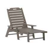 Monterey Adjustable Adirondack Lounger with Cup Holder- All-Weather Indoor/Outdoor HDPE Lounge Chair in Brown, LE-HMP-2017-414-BR-GG