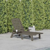 Monterey Adjustable Adirondack Lounger with Cup Holder- All-Weather Indoor/Outdoor HDPE Lounge Chair in Brown, LE-HMP-2017-414-BR-GG