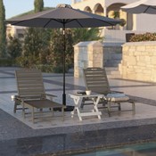 Monterey Adjustable Adirondack Lounger with Cup Holder- All-Weather Indoor/Outdoor HDPE Lounge Chair in Brown, LE-HMP-2017-414-BR-GG