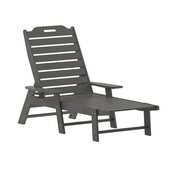 Monterey Adjustable Adirondack Lounger with Cup Holder- All-Weather Indoor/Outdoor HDPE Lounge Chair in Gray, LE-HMP-2017-414-GY-GG