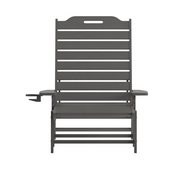 Monterey Adjustable Adirondack Lounger with Cup Holder- All-Weather Indoor/Outdoor HDPE Lounge Chair in Gray, LE-HMP-2017-414-GY-GG