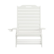 Monterey Adjustable Adirondack Lounger with Cup Holder- All-Weather Indoor/Outdoor HDPE Lounge Chair in White, LE-HMP-2017-414-WT-GG