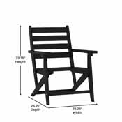 Tolleson Commercial Grade Adirondack Dining Chair with Fold Out Cup Holder, Weather Resistant Recycled HDPE Adirondack Chair in Black, LE-HMP-2037-10-BLK-GG
